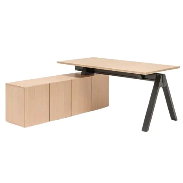 Hoekbureau Schmitt - 110x80x76cm - met opbergruimte - eikdecor/zwart - Industrieel Exclusive