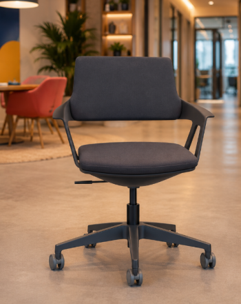 Se7en Comfort LX006 bureaustoel, vergaderstoel, modern design, zwart, kunststof onderstel