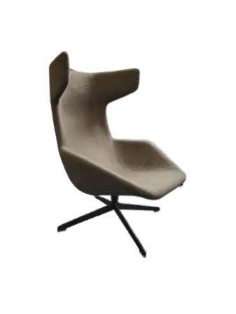 Moroso fauteuil, tweedehands, bruingrijs, stoel, zwart onderstel, Vitra