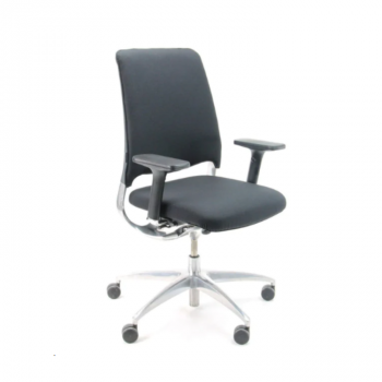 Bureaustoel Drabert Salida, aluminium onderstel met grijze stoffering. ergonomische bureaustoel, NPR bureaustoel, tweedehands bureaustoel kopen