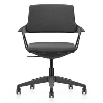 Se7en Comfort LX006 bureaustoel, vergaderstoel, modern design, zwart, kunststof onderstel