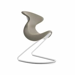 Ergonomische multifunctionele stoel, stijlvol design, met beige bekleding en wit kunststof onderstel