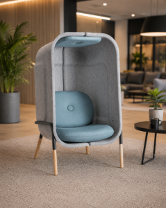 Akoestische Felt tub in moderne kantoor ontvangstruimte van desko