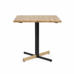 Bejot Table Cross, vierkante tafel, houten tafel, metalen poot, kruispoot, eikenhout, kantinetafel 