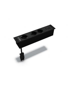 Cubobox3 - 2 x stroom aansluiting + 1 x USB CHARGER - Zwart