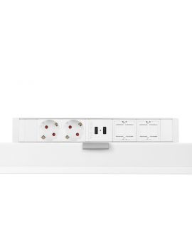 Power Desk Up 2.0 - 2x 230V 2x USB 2x keystone - Wit & Aansluitsnoer