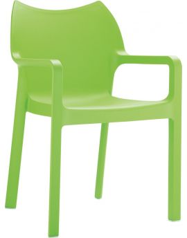 Diva 4-poots terras- / kantinestoel met armleggers kleur Tropical green.