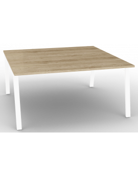 Vergadertafel Air2 Wit vierkant 160x160cm. Kleur blad Oak medium.