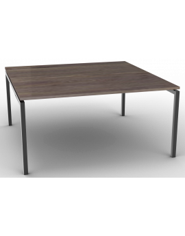 Vergadertafel Arca Zwart vierkant 160x160cm. Kleur blad Oak dark.