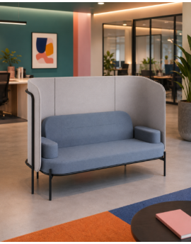 Bejot Leaf Pod Sofa, akoestische bank, akoestisch zitmeubilair, akoestisch zitje, kantoor, akoestiek, bankje, grijs, blauw 