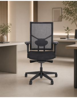 Daily Office ergonomische bureaustoel met NPR-normering. Met netwave rugleuning en gestoffeerde zitting. Met kunststof onderstel