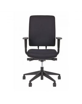 Ergonomische bureaustoel met EN-1335 normering. Zwarte gestoffeerde rugleuning en zitting. Met kunststof onderstel