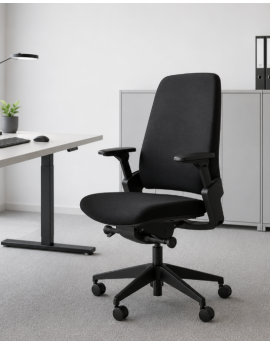 Larse - Stijlvolle en ergonomische bureaustoel met NPR normering. NPR bureaustoel - zwart frame - zwarte kruisvoet - mesh rug