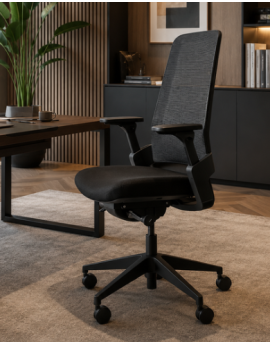 Stijlvolle en ergonomische bureaustoel met NPR normering. NPR bureaustoel - zwart frame - zwarte kruisvoet - mesh rug
