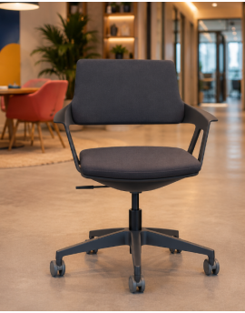Se7en Comfort LX006 bureaustoel, vergaderstoel, modern design, zwart, kunststof onderstel