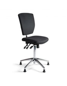 Hoge bureaustoel met zwarte stoffering en aluminium voetkruis