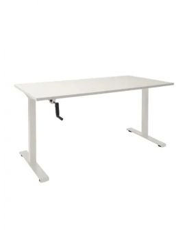 Zit sta bureau slinger verstelbaar MIla Motion, ergonomisch met NPR certificering, wit frame, wit blad met zwarte slinger en stelpoten
