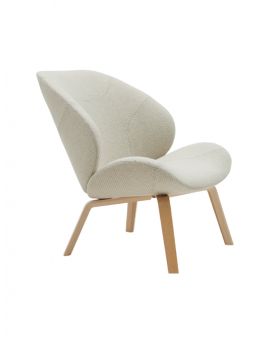 Softline Eden fauteuil, comfortabele en zachte stof, met houten poten, creme kleur