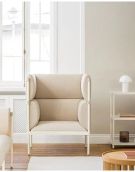 MDD Stilt stoel, fauteuil, hoge stoel, hoge fauteil, beige stoel
