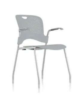 Herman Miller Caper, grijze stoel, vergaderstoel, kantinestoel, tweedehands stoel