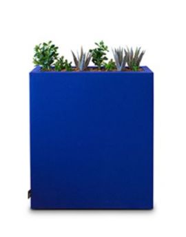 blauwe plantenbak, akoestische plantenbak, vierkante plantenbak