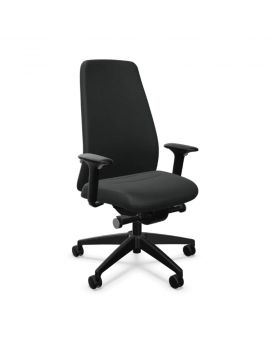 Interstuhl ergonomische bureaustoel met volledig zwarte bekleding en kunststof onderstel