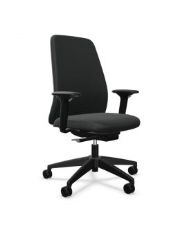 Interstuhl ergonomische bureaustoel met EN-1335 normering. Met zwarte stoffering en kunststof onderstel