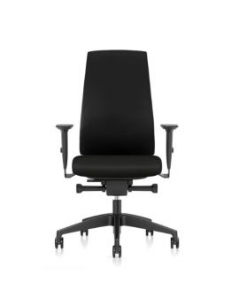 Interstuhl ergonomische bureaustoel met zwarte stoffering en kunststof details