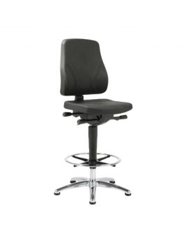 Zwarte hoge werkstoel met aluminium voetenkruis