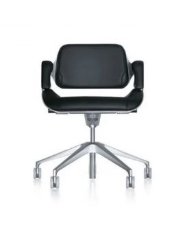 Interstuhl Silver, bureaustoel, luxe bureaustoel, design bureaustoel, zwart leren bekleding, aluminium onderstel