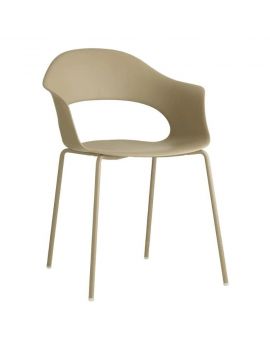 stoel, kunststof, beige, vergaderstoel, kantinestoel