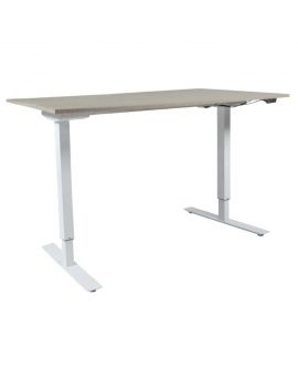 Lectro basic elektrisch zit/sta bureau, elektrisch verstelbaar bureau, wit onderstel, houten bureaublad