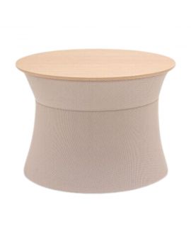 mesh tafel, koffietafel, bijzettafel, salontafel, mdd, mesh stoffering, houten blad, beige