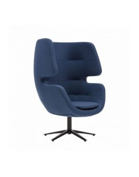 Softline Moai Swivel fauteuil, blauw, akoestische stoel, zwart onderstel, draaibare stoel