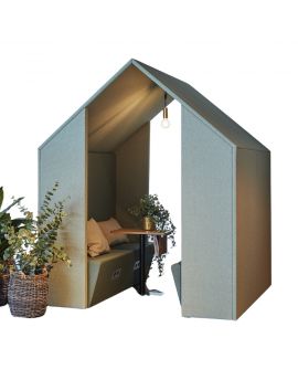 Open Hut, gezellig huisje, akoestisch huisje, werkplek, kantoor, vergaderen, akoestiek