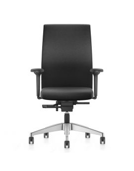 Se7en Premium LX184 bureaustoel, ergonomische bureaustoel, zwart, aluminium onderstel