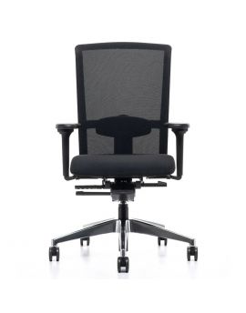 Se7en Premium LX282 bureaustoel, ergonomische bureaustoel, NPR bureaustoel, zwart, aluminium voetkruis