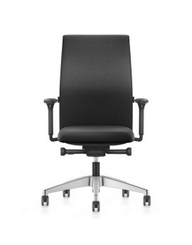 Se7en Pro LX114 bureaustoel, ergonomische bureaustoel, zwart, aluminium onderstel