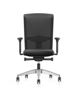 Se7en Pro LX212 bureaustoel, ergonomische bureaustoel, zwart, netbespannen rug, aluminium voetkruis