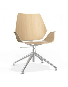 Casala houten stoel, aluminium onderstel, vergaderstoel, kantoor