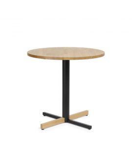 Bejot Table Cross, ronde tafel, houten tafel, metalen poot, kruispoot, industriële tafel, kantoor, kantine