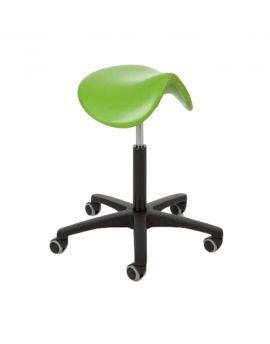 zadelkruk, werk kruk, ergonomische kruk, wielen, groen