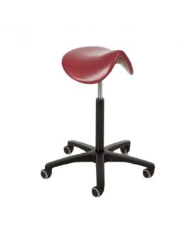 zadelkruk, ergonomische kruk, werk kruk, wielen, rood