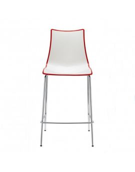 Barkruk Zebra Bicolored h.80 rood/wit frame chroom 